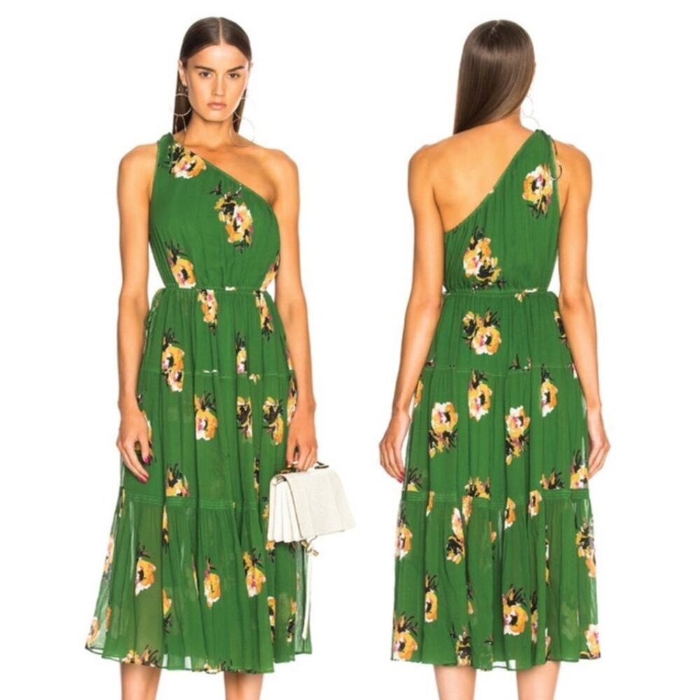 A.L.C. Tenley Floral Silk One Shoulder Midi Dress Size 6